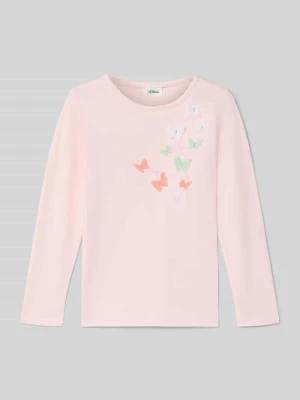 Bluzka z długim rękawem o kroju regular fit z mieszanki bawełny s.Oliver RED LABEL