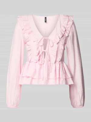 bluzka z długim rękawem o kroju regular fit z mieszanki wiskozy model 'ZOEY' Vero Moda