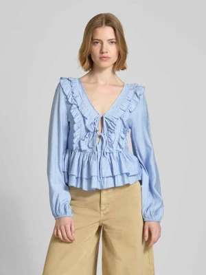 bluzka z długim rękawem o kroju regular fit z mieszanki wiskozy model 'ZOEY' Vero Moda