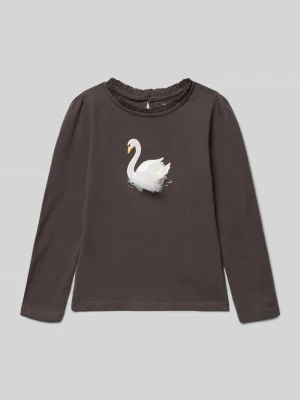 Bluzka z długim rękawem o kroju regular fit z nadrukiem z logo BLUE SEVEN