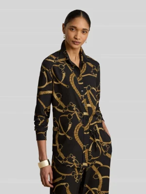 bluzka z długim rękawem o kroju regular fit z nadrukiem z motywem Lauren Ralph Lauren czarny