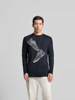 Bluzka z długim rękawem o kroju regular fit z nadrukiem z motywem MM6 Maison Margiela Czarny