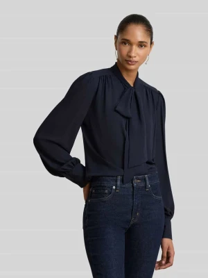 bluzka z długim rękawem o kroju regular fit z szyfonu model 'KLARYCE' Lauren Ralph Lauren Granatowy