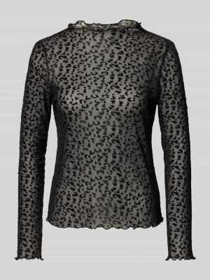 Bluzka z długim rękawem o kroju regular fit z transparentną siateczką w stylu mesh Only Czarny
