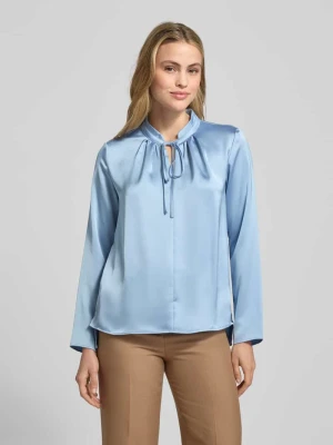 Bluzka z długim rękawem o kroju regular fit z wiązanym detalem model ‘CIMONAS’ HUGO