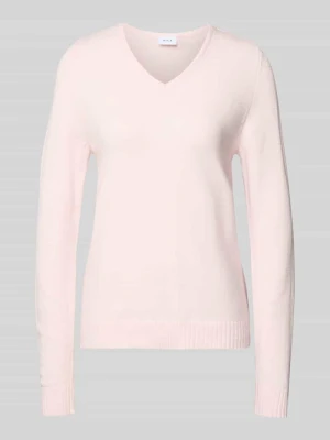 Bluzka z długim rękawem o kroju regular fit z wiskozy z efektem dzianiny model ‘Viril’ Vila