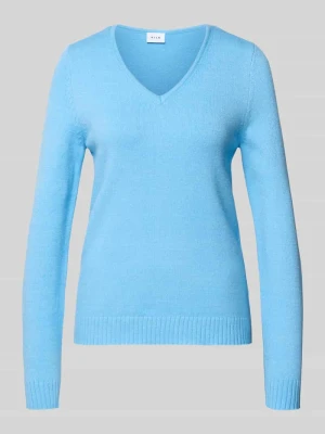 Bluzka z długim rękawem o kroju regular fit z wiskozy z efektem dzianiny model ‘Viril’ Vila