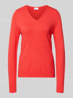 Bluzka z długim rękawem o kroju regular fit z wiskozy z efektem dzianiny model ‘Viril’ Vila