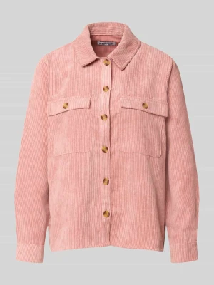 Bluzka z długim rękawem o kroju relaxed fit w imitacji sztruksu model 'EFFI' Pieces Różowawy