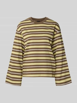 Bluzka z długim rękawem o kroju relaxed fit z czystej bawełny Gina Tricot Oliwkowy