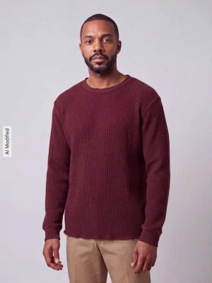 Bluzka z długim rękawem o kroju relaxed fit z czystej bawełny Levi's Bordowy
