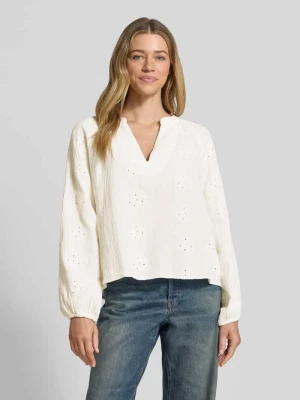 Bluzka z długim rękawem o kroju relaxed fit z czystej bawełny model 'NATALI' Vero Moda