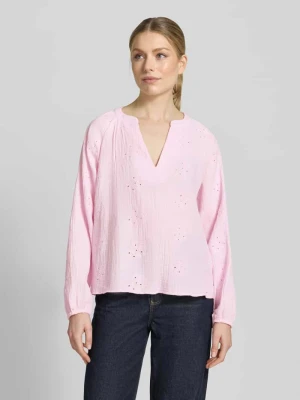 Bluzka z długim rękawem o kroju relaxed fit z czystej bawełny model 'NATALI' Vero Moda