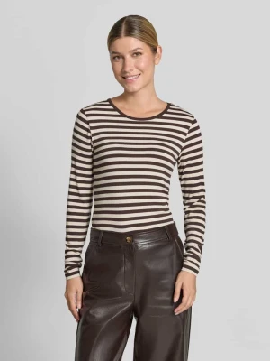 Bluzka z długim rękawem o kroju skinny z mieszanki wiskozy model 'Liana' Freequent Bordowy