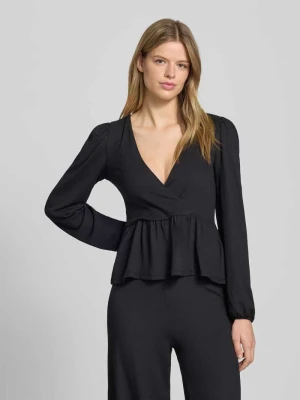 Bluzka z długim rękawem o kroju slim fit w kopertowym stylu model ‘30 BILL’ Only