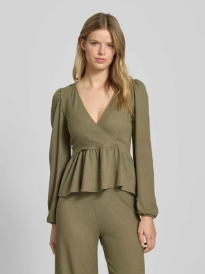 Bluzka z długim rękawem o kroju slim fit w kopertowym stylu model ‘30 BILL’ Only