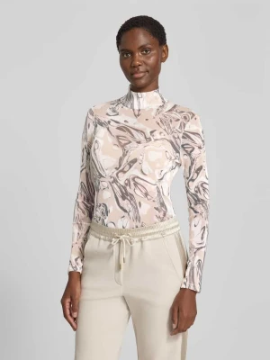 bluzka z długim rękawem o kroju slim fit w półtransparentnym designie Marc Cain Złamany biały