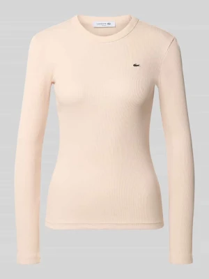 Bluzka z długim rękawem o kroju slim fit z czystej bawełny Lacoste Jasnoróżowy