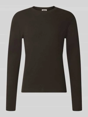 Bluzka z długim rękawem o kroju slim fit z czystej bawełny model 'Enil' Drykorn Ciemnobrązowy