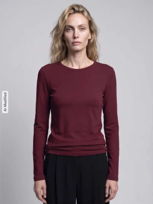 Bluzka z długim rękawem o kroju slim fit z czystej bawełny s.Oliver Bordowy