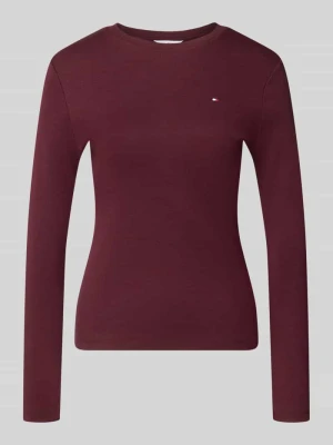Bluzka z długim rękawem o kroju slim fit z czystej bawełny Tommy Hilfiger Ciemnoczerwony