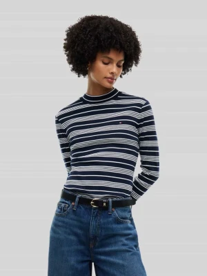 Bluzka z długim rękawem o kroju slim fit z czystej bawełny Tommy Hilfiger czarny