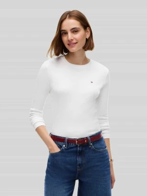 Bluzka z długim rękawem o kroju slim fit z czystej bawełny Tommy Hilfiger Écru