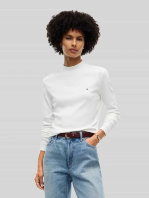 Bluzka z długim rękawem o kroju slim fit z czystej bawełny Tommy Hilfiger Écru