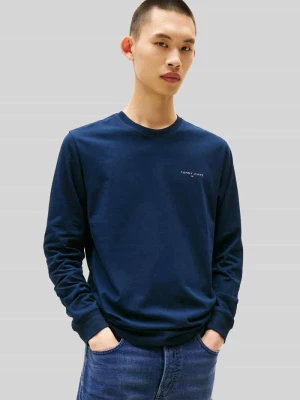 Bluzka z długim rękawem o kroju slim fit z czystej bawełny Tommy Jeans Ciemnoniebieski