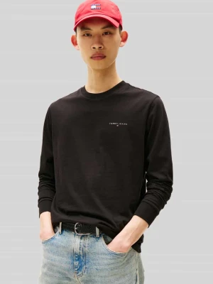Bluzka z długim rękawem o kroju slim fit z czystej bawełny Tommy Jeans czarny
