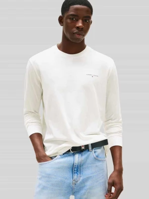 Bluzka z długim rękawem o kroju slim fit z czystej bawełny Tommy Jeans Złamany biały