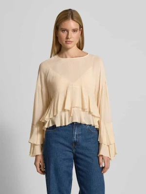 Bluzka z długim rękawem o kroju slim fit z czystej wiskozy model ‘BLEJA’ Boss Orange