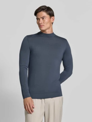 Bluzka z długim rękawem o kroju slim fit z czystej żywej wełny model 'Arwon' Drykorn Ciemnoniebieski