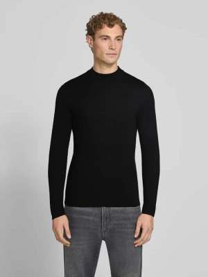 Bluzka z długim rękawem o kroju slim fit z czystej żywej wełny model 'Arwon' Drykorn Czarny
