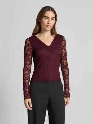 Bluzka z długim rękawem o kroju slim fit z efektem koronki model ‘IBEN’ Vero Moda