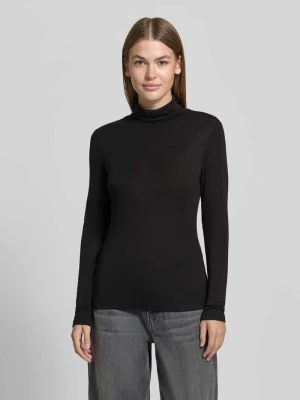 bluzka z długim rękawem o kroju slim fit z elastycznej mieszanki bawełny model 'OKTOBER' comma Czarny