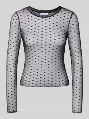 Bluzka z długim rękawem o kroju slim fit z elastycznej mieszanki materiałów model 'JUDITH' Noisy May Czarny