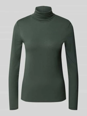 bluzka z długim rękawem o kroju slim fit z elastycznej mieszanki wiskozy model 'Liana' Freequent Ciemnozielony