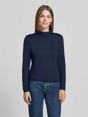 bluzka z długim rękawem o kroju slim fit z elastycznej mieszanki wiskozy model 'Liana' Freequent Granatowy