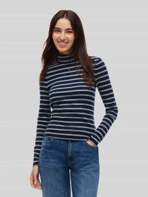 bluzka z długim rękawem o kroju slim fit z golfem typu mock neck Tommy Jeans Granatowy