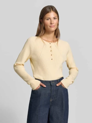 Bluzka z długim rękawem o kroju slim fit z imitacją dzianiny MYON Jasnożółty