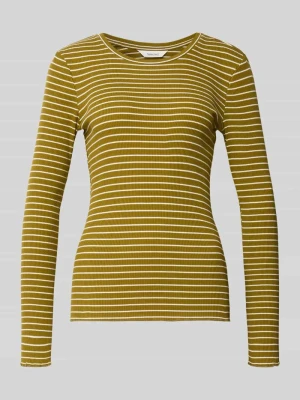 bluzka z długim rękawem o kroju slim fit z mieszanka bawełny model 'ANNA' Selected Oliwkowy