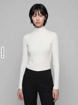 Bluzka z długim rękawem o kroju slim fit z mieszanka bawełny model 'Driza_4' Hugo Złamany biały