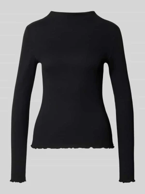 bluzka z długim rękawem o kroju slim fit z mieszanka modalu i bawełny model 'Soninchen' Opus Czarny
