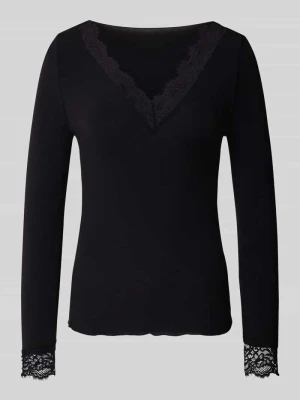 bluzka z długim rękawem o kroju slim fit z mieszanka modalu z dodatkiem wełny model 'SKYE' Vero Moda Czarny