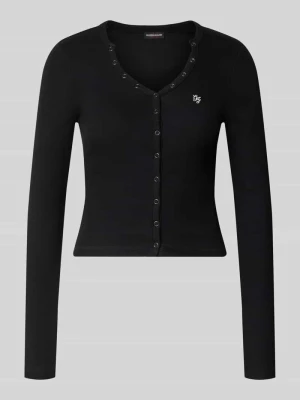 Bluzka z długim rękawem o kroju slim fit z mieszanki bawełny Guess Czarny