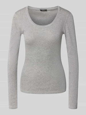 bluzka z długim rękawem o kroju slim fit z mieszanki bawełny i modalu model 'Sorana' Opus Jasnoszary