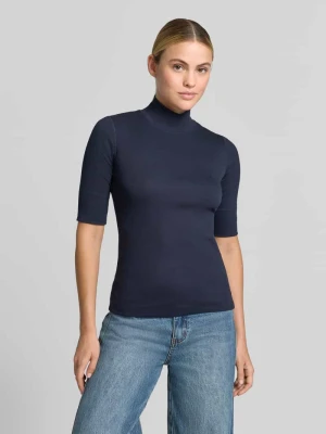 Bluzka z długim rękawem o kroju slim fit z mieszanki bawełny Marc Cain Granatowy