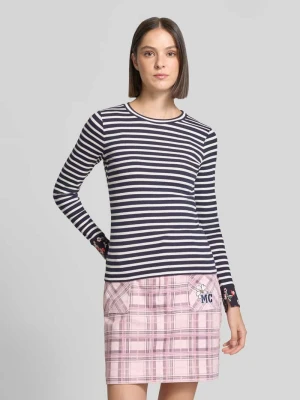 Bluzka z długim rękawem o kroju slim fit z mieszanki bawełny Marc Cain Granatowy