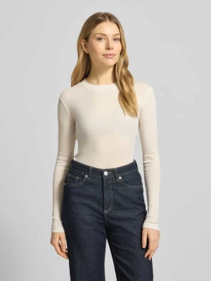 Bluzka z długim rękawem o kroju slim fit z mieszanki bawełny Marc O'Polo